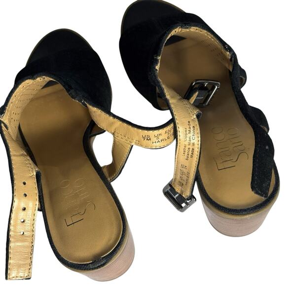 Franco Sarto Harlet2 Perforated Leather Suede Chunky Heel Sandals Shoes 7M - Picture 12 of 13